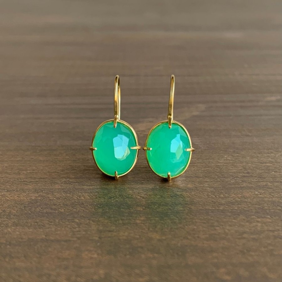 Jewelry Mimi Favre | Oval Faceted Chrysoprase Earrings