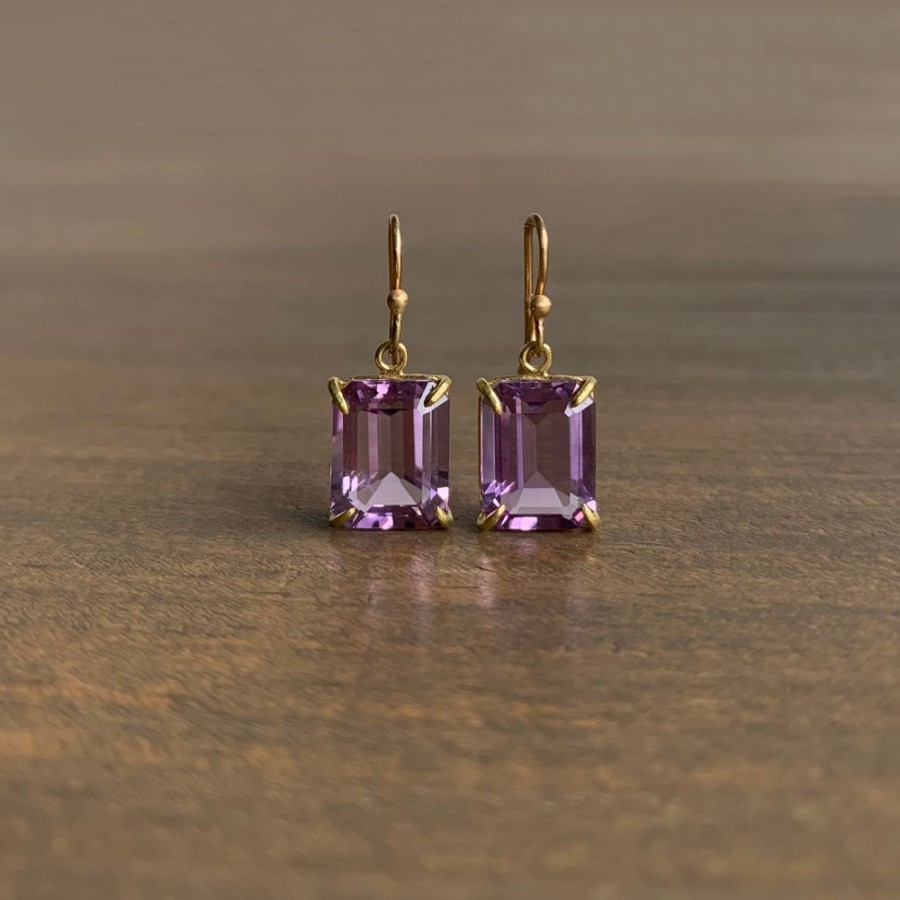 Jewelry Rosanne Pugliese | Small Emerald Cut Lavender Amethyst Earrings