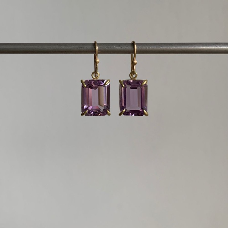 Jewelry Rosanne Pugliese | Small Emerald Cut Lavender Amethyst Earrings