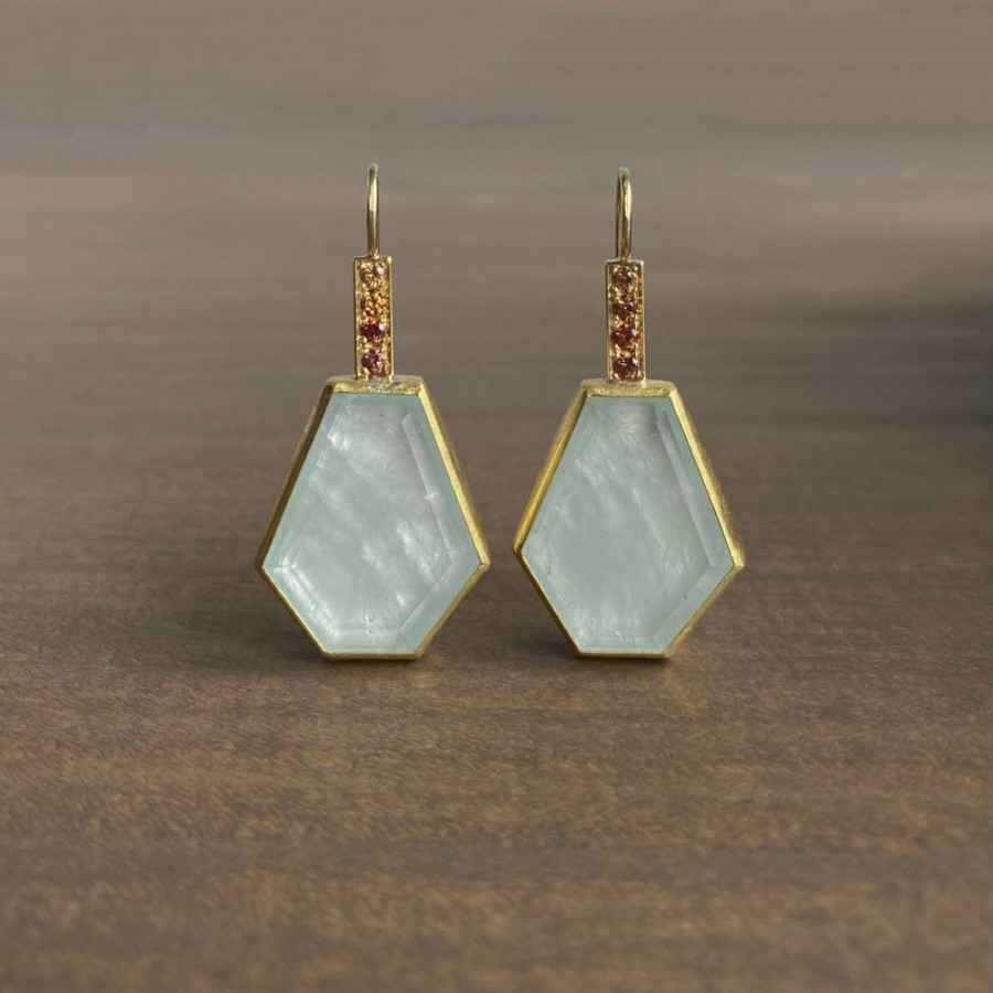 Jewelry Sam Woehrmann | Aquamarine & Orange Sapphire Earrings