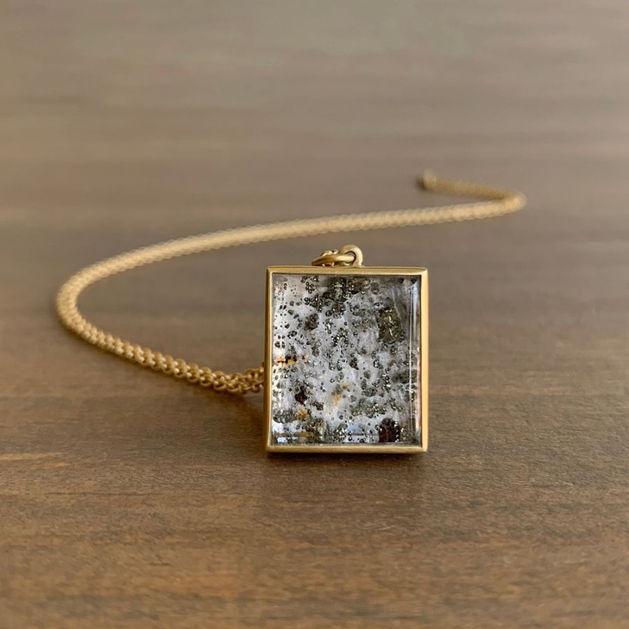 Jewelry Lola Brooks | Pyrite Included Quartz Cube Pendant