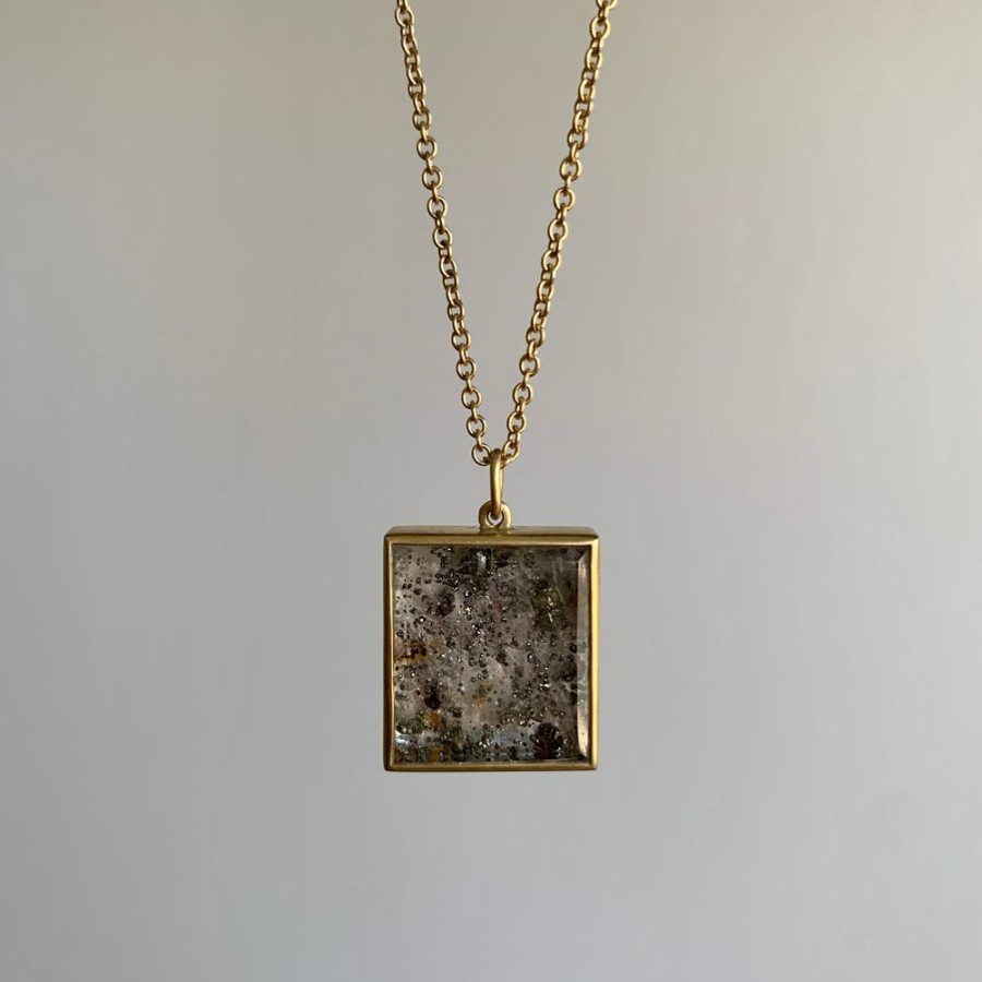 Jewelry Lola Brooks | Pyrite Included Quartz Cube Pendant