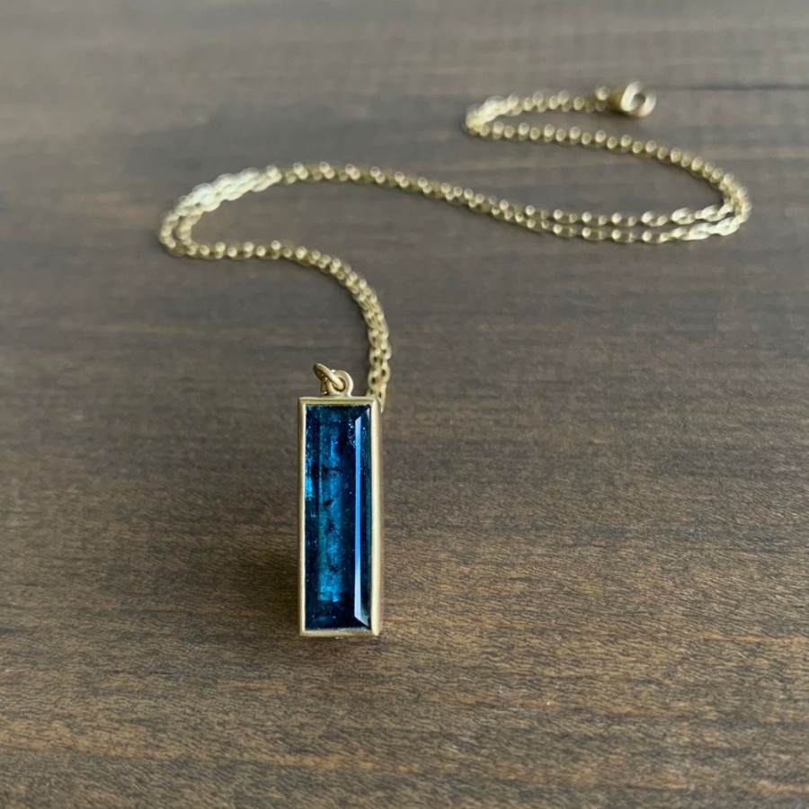 Jewelry Lola Brooks | Deep Blue Indicolite Rectangle Pendant