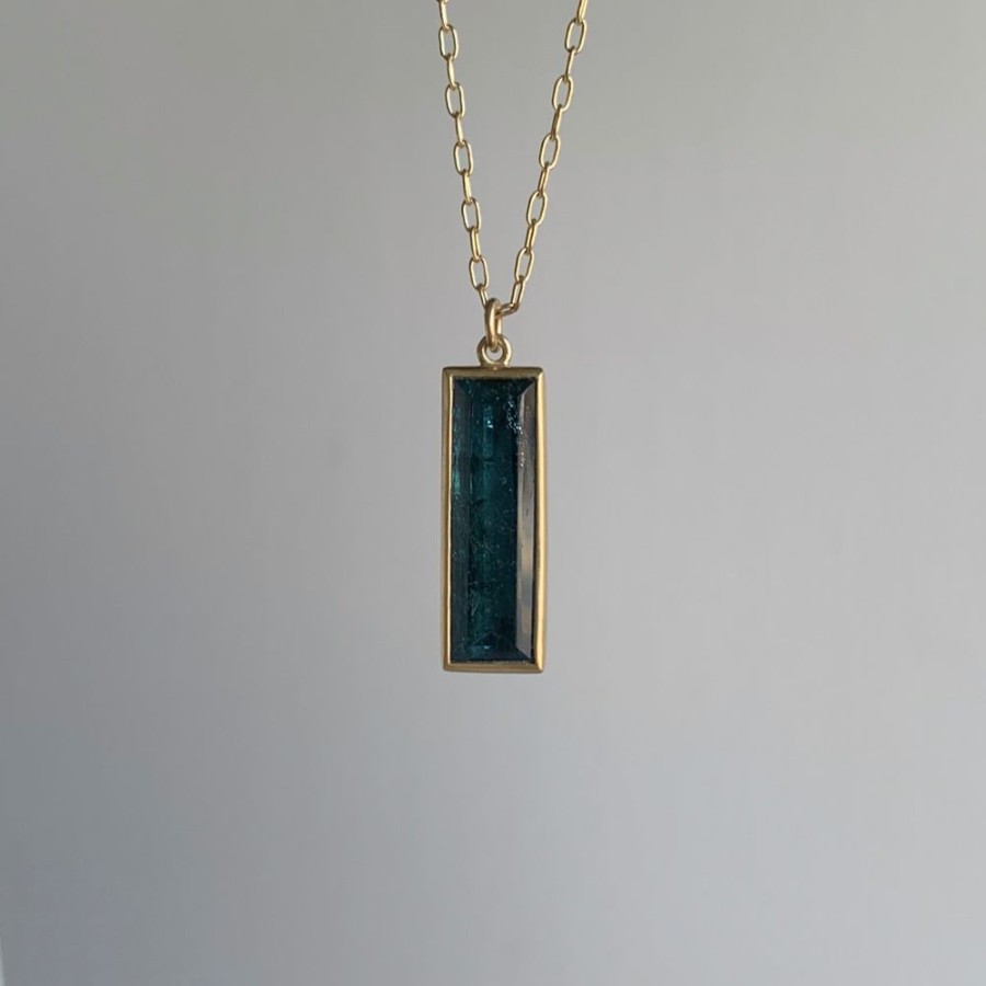 Jewelry Lola Brooks | Deep Blue Indicolite Rectangle Pendant