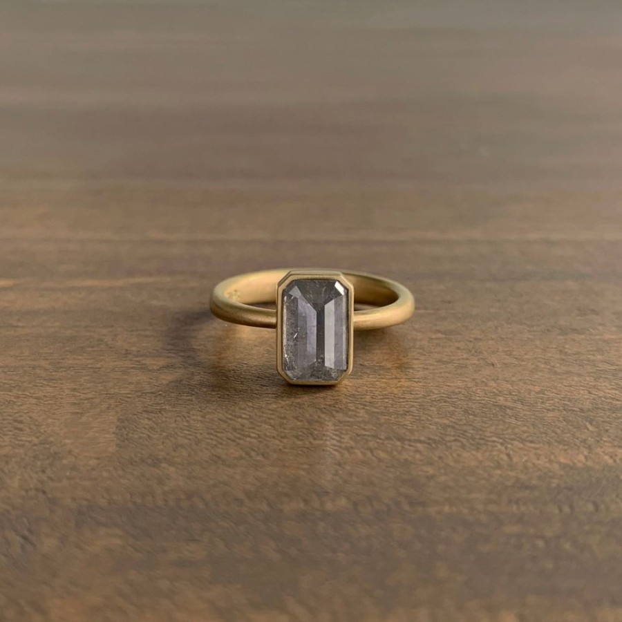 Jewelry Lola Brooks | Flashy Grey Emerald Cut Diamond Ring