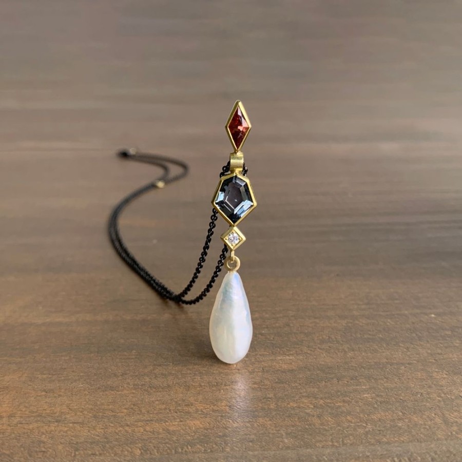 Jewelry Sam Woehrmann | Spinel, Garnet, Diamond, And Pearl Wand Pendant