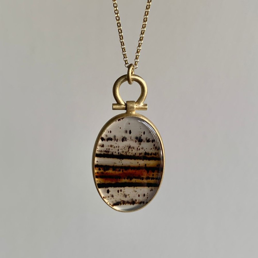 Jewelry Monika Krol | Flat Oval Montana Agate Pendant