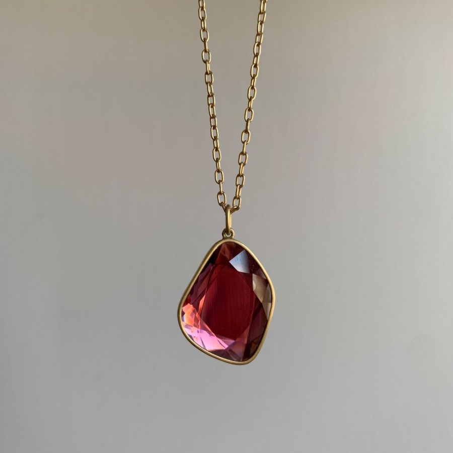 Jewelry Lola Brooks | Large Garnet Pebble Sequin Pendant