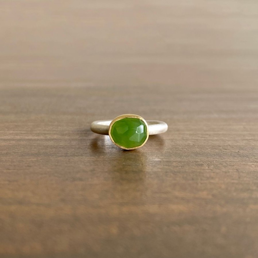 Jewelry Heather Guidero | Small Oval Rose Cut Jade Ring