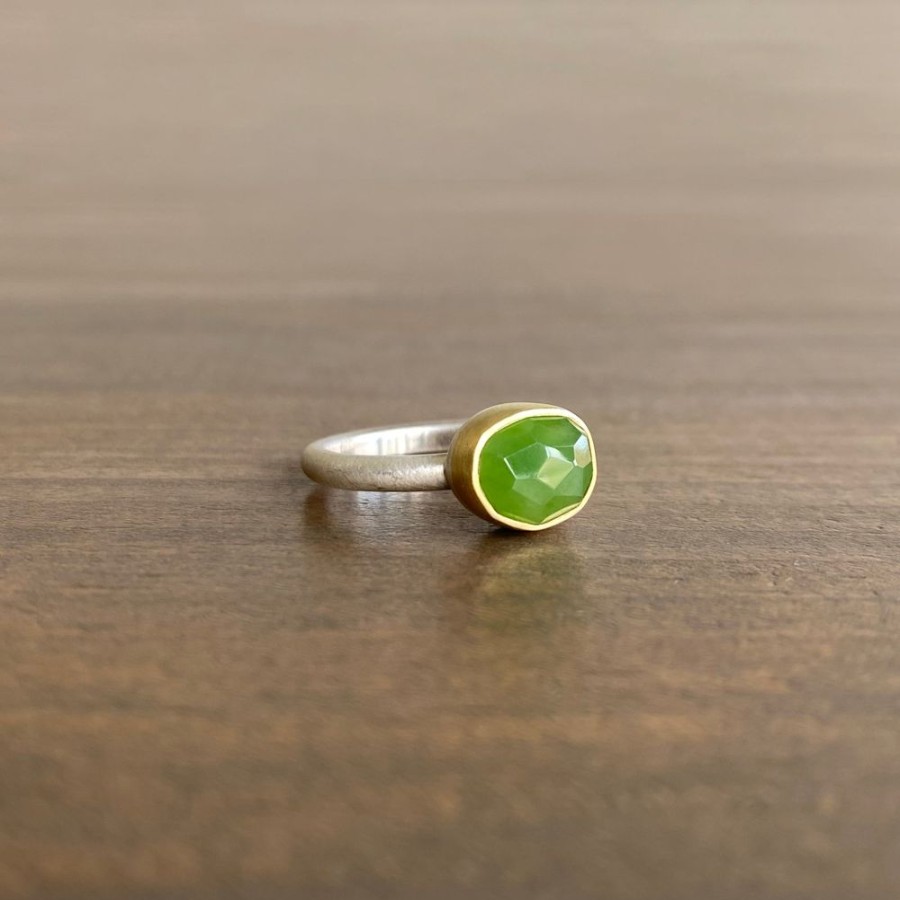 Jewelry Heather Guidero | Small Oval Rose Cut Jade Ring