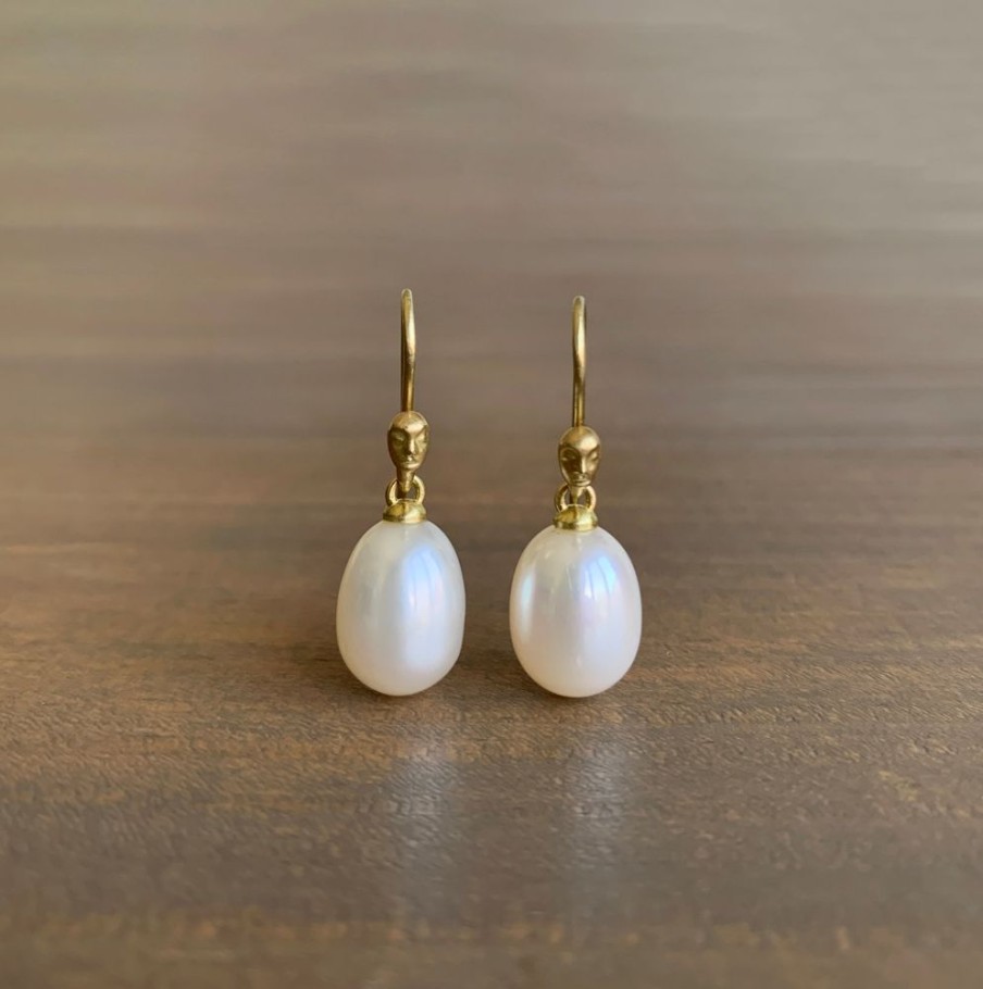 Jewelry Hannah Blount | Full Moon Pearl Figurehead Cameo Earrings