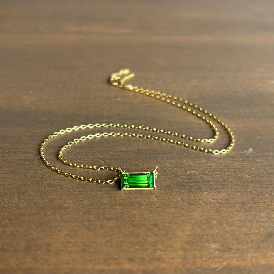 Jewelry Rosanne Pugliese | Emerald Cut Green Tourmaline Mini Gem Necklace