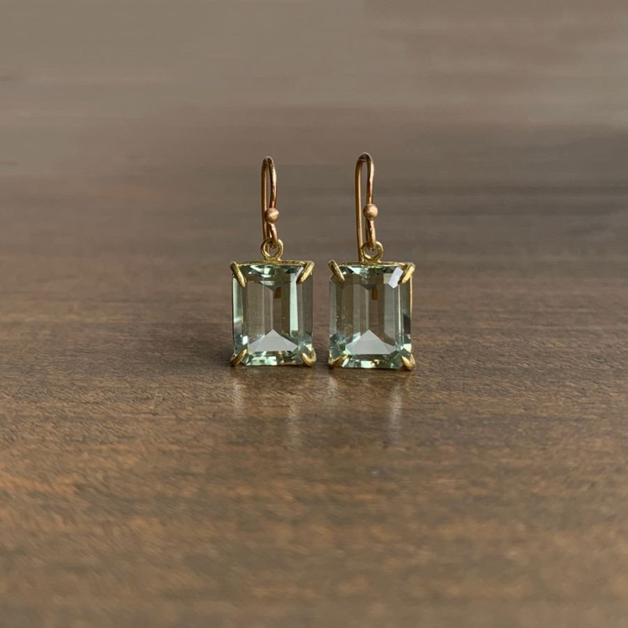 Jewelry Rosanne Pugliese | Small Emerald Cut Green Amethyst Earrings