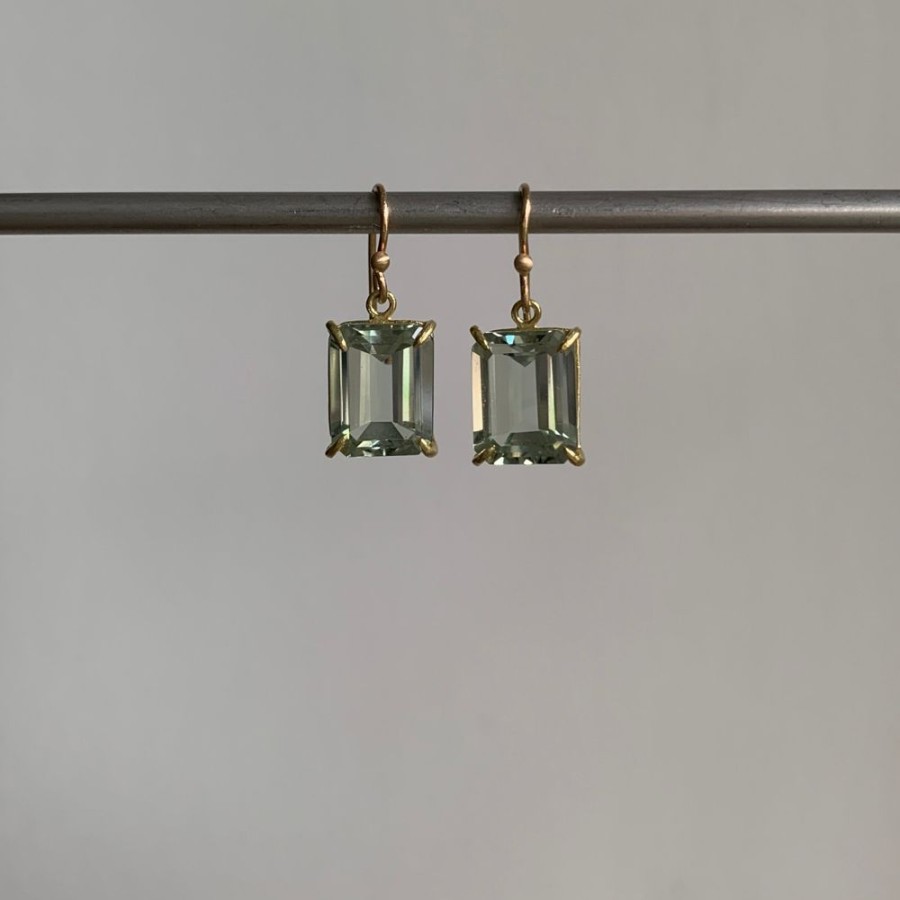 Jewelry Rosanne Pugliese | Small Emerald Cut Green Amethyst Earrings