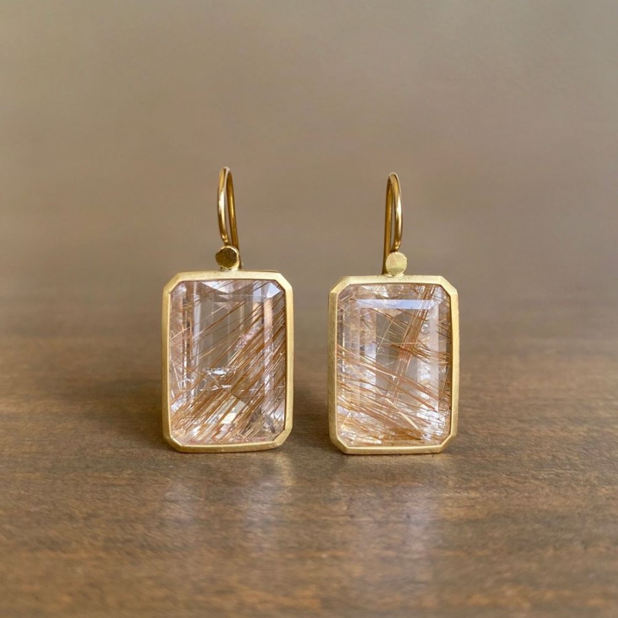 Jewelry Lola Brooks | Emerald Cut Rutilated Quartz Earrings