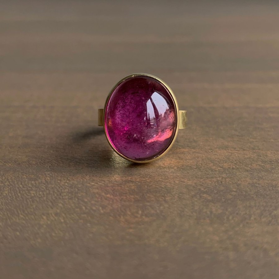 Jewelry Mimi Favre | Magenta Tourmaline Hammered Ring