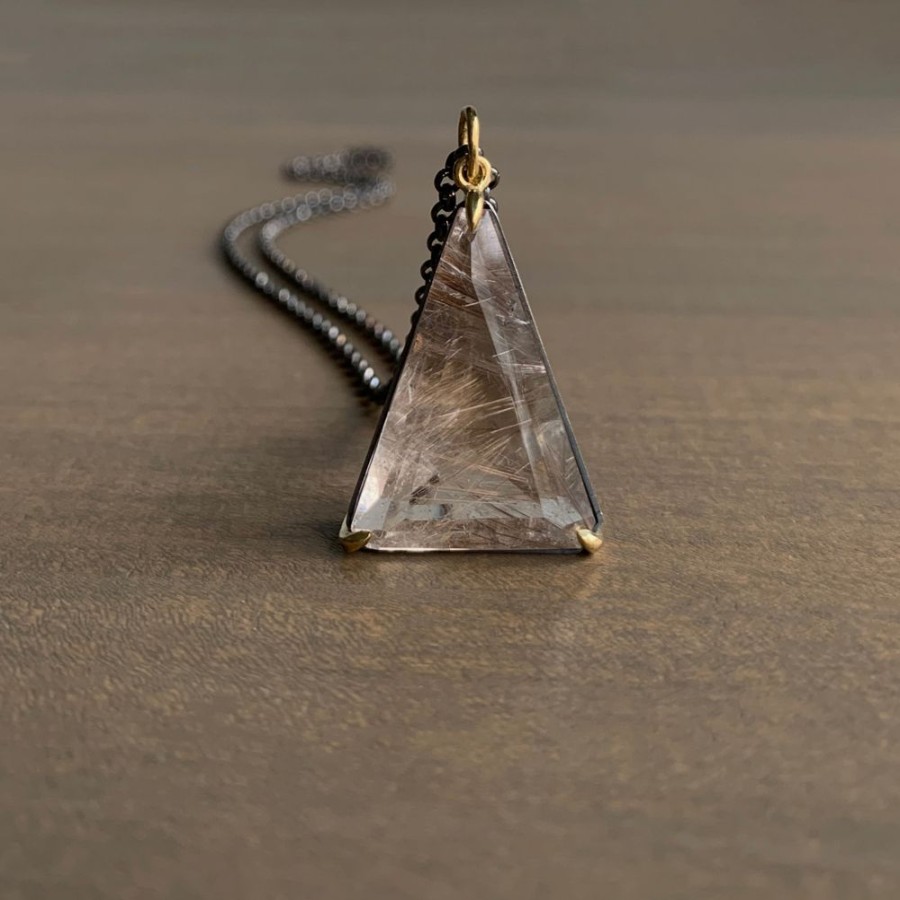 Jewelry Mimi Favre | Smoky Rutilated Quartz Triangle Pendant