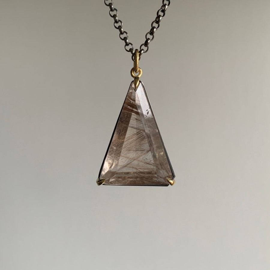 Jewelry Mimi Favre | Smoky Rutilated Quartz Triangle Pendant