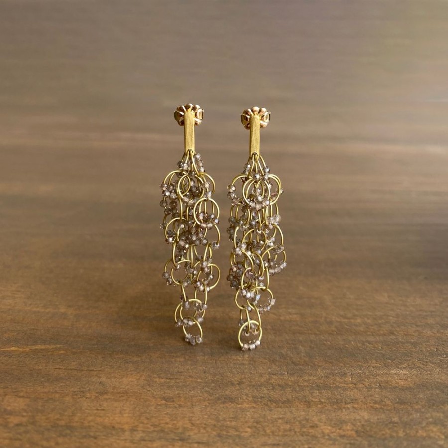 Jewelry Heather Guidero | Gold & Zircon Delicate Tangle Earrings