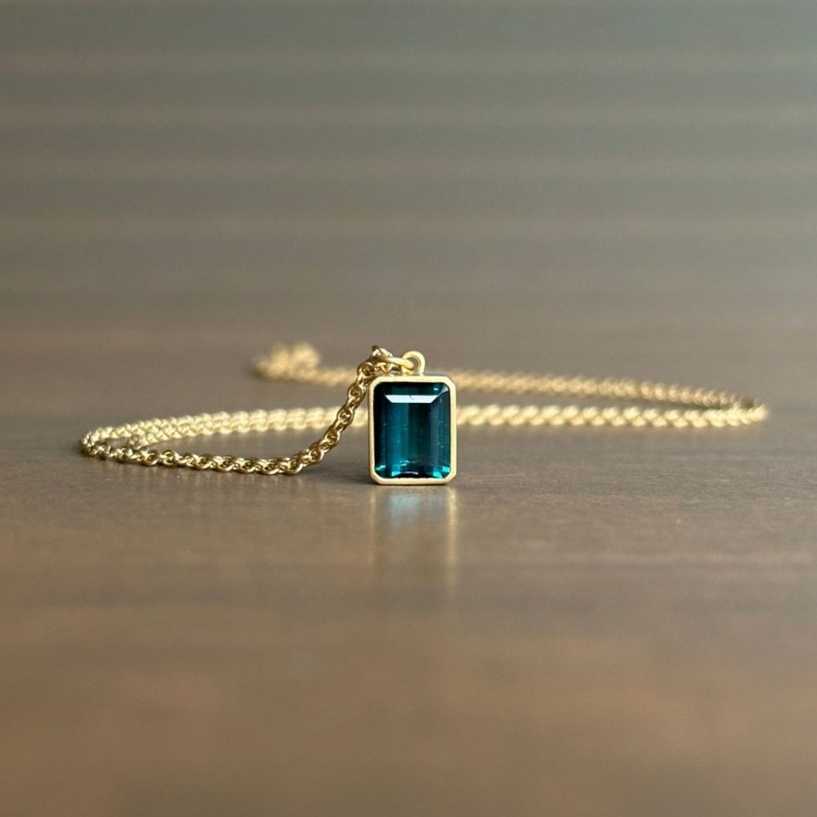 Jewelry Lola Brooks | Emerald Cut Indicolite Tourmaline Pendant