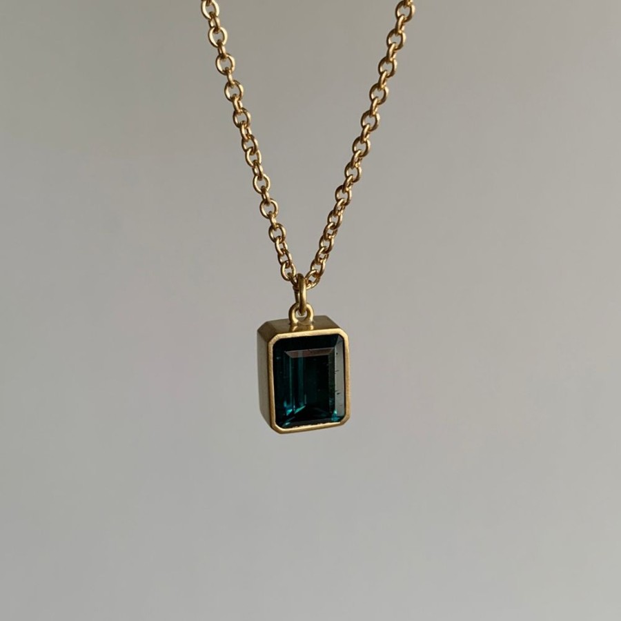 Jewelry Lola Brooks | Emerald Cut Indicolite Tourmaline Pendant