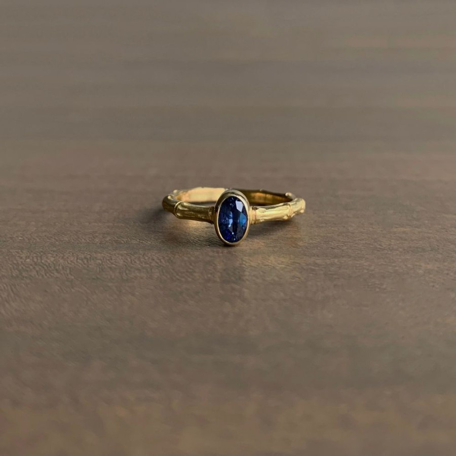 Jewelry Mimi Favre | Blue Sapphire Bamboo Band Ring