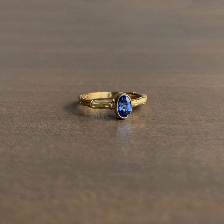 Jewelry Mimi Favre | Blue Sapphire Bamboo Band Ring