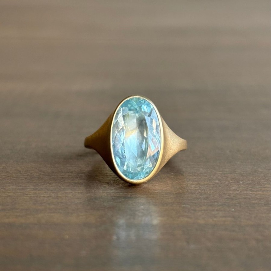 Jewelry Monika Krol | Faceted Oval Aquamarine Cast Ring