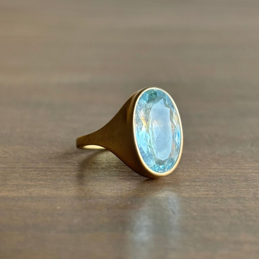 Jewelry Monika Krol | Faceted Oval Aquamarine Cast Ring