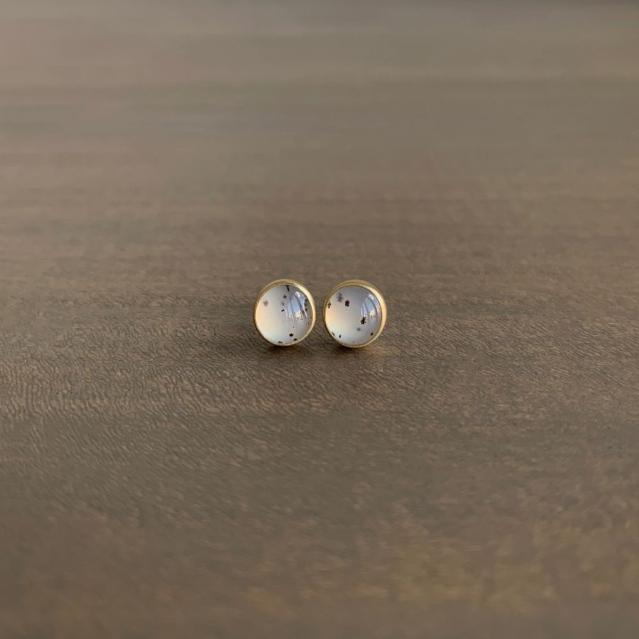 Jewelry Monika Krol | Small Montana Agate Round Stud Earrings