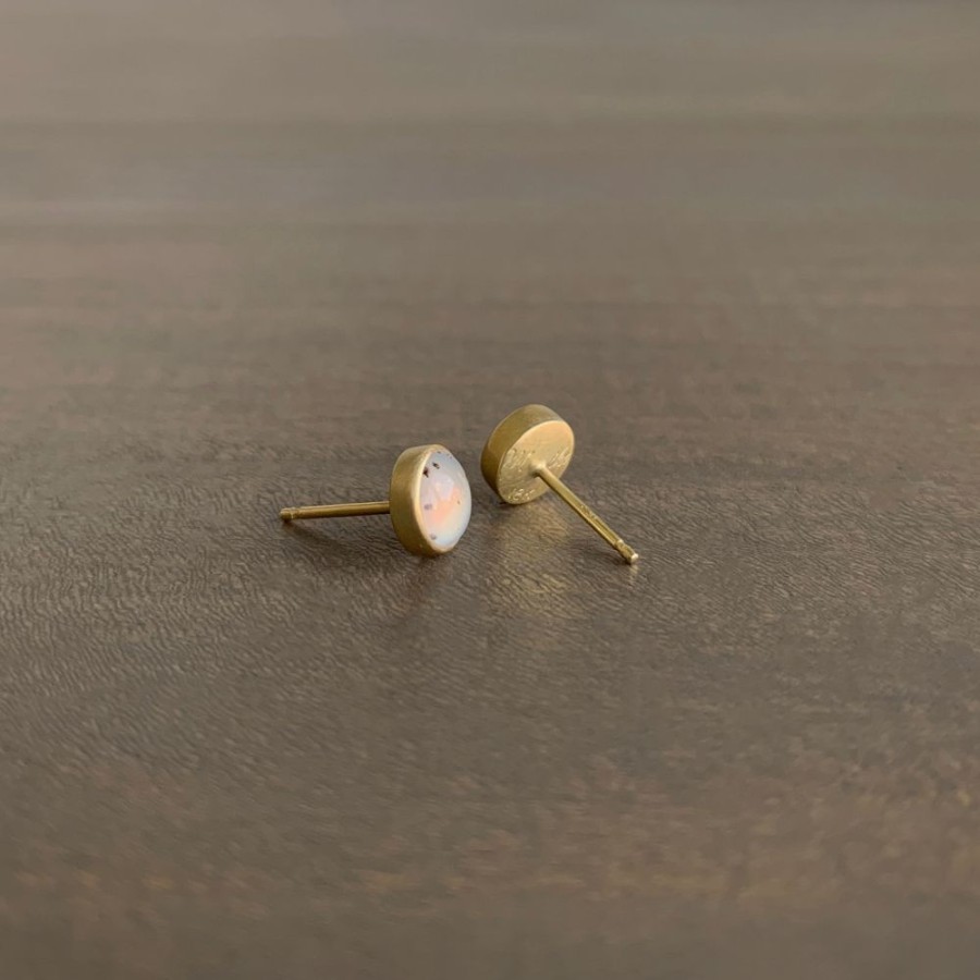 Jewelry Monika Krol | Small Montana Agate Round Stud Earrings