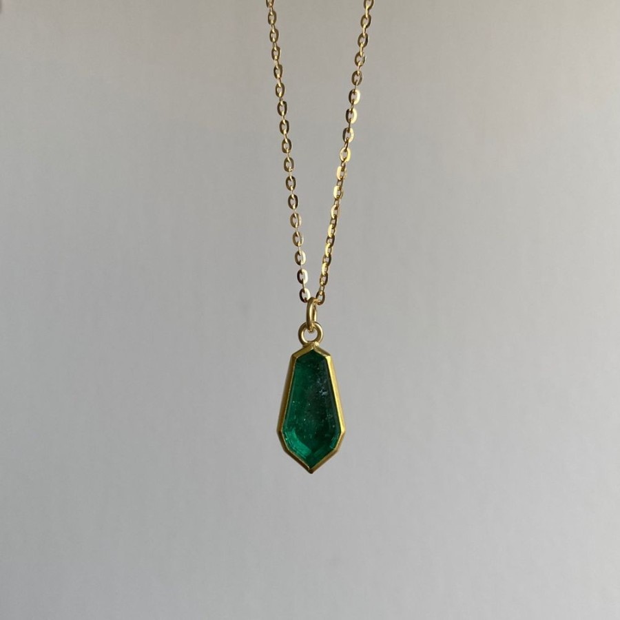 Jewelry Sam Woehrmann | Emerald Elongated Shield Pendant