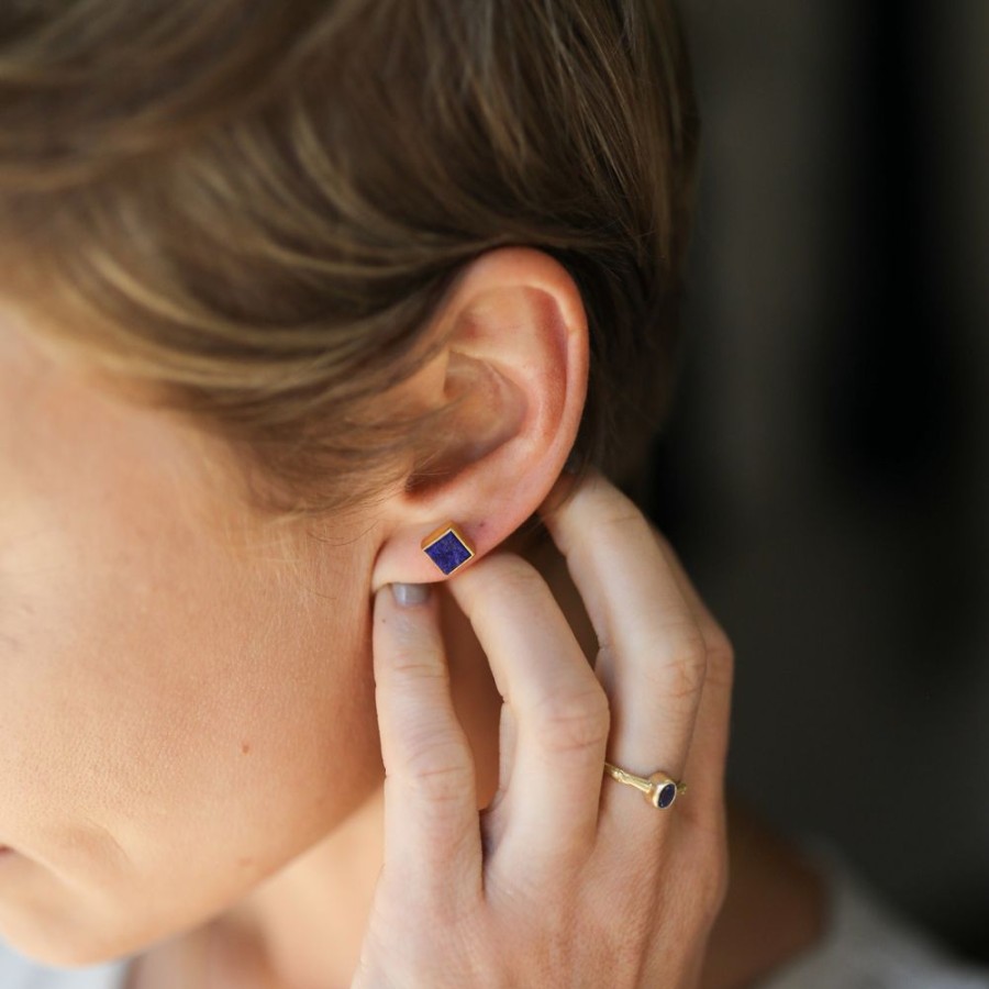 Jewelry Mimi Favre | Square Lapis Stud Earrings