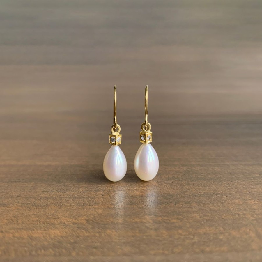 Jewelry Sam Woehrmann | Pearl & Diamond Cube Earrings