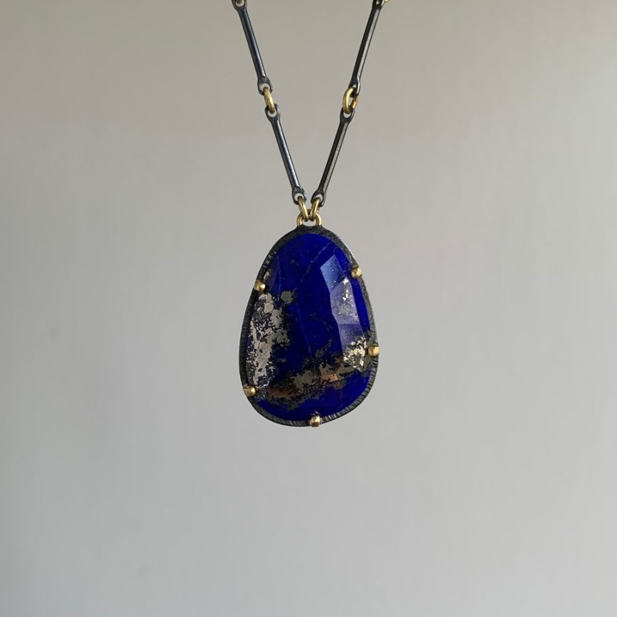 Jewelry Heather Guidero | Prong Set Lapis Drop Necklace