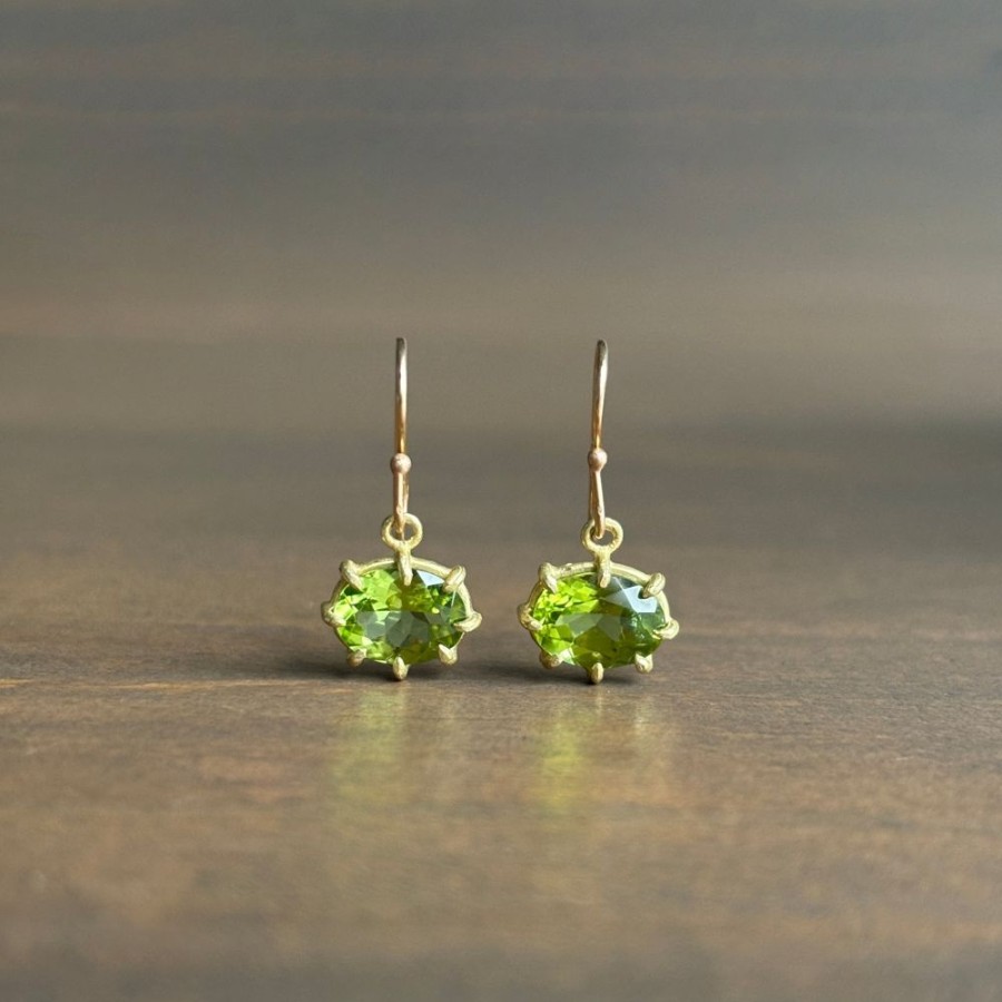 Jewelry Rosanne Pugliese | Mini Faceted Oval Peridot Earrings