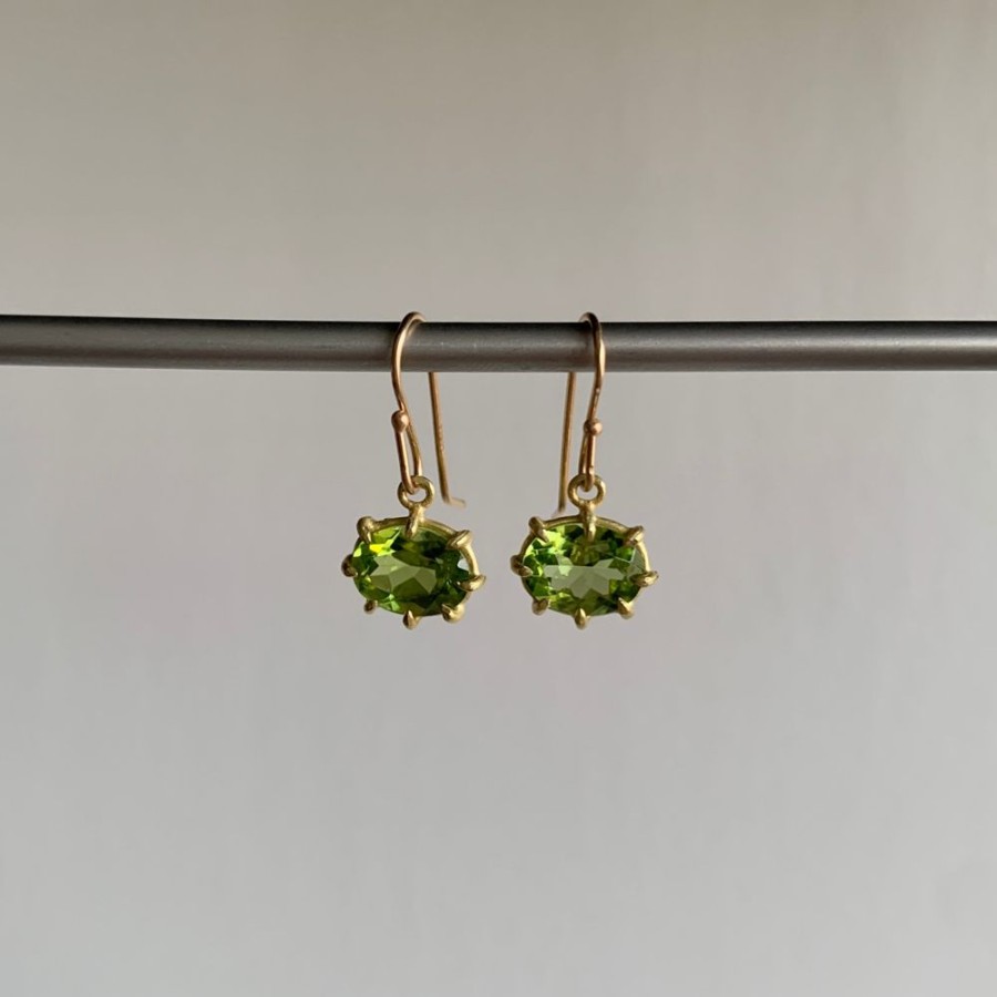 Jewelry Rosanne Pugliese | Mini Faceted Oval Peridot Earrings