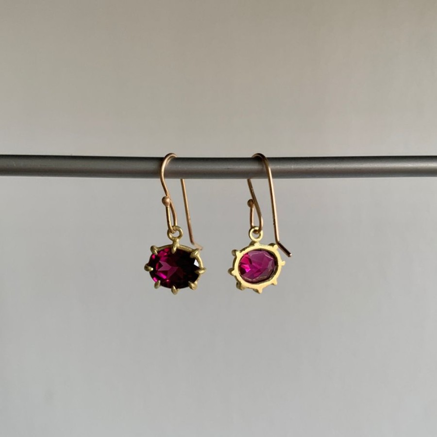 Jewelry Rosanne Pugliese | Mini Faceted Oval Rhodolite Garnet Earrings