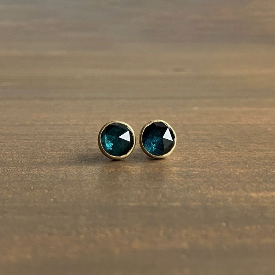 Jewelry Lola Brooks | Round Teal Tourmaline Studs