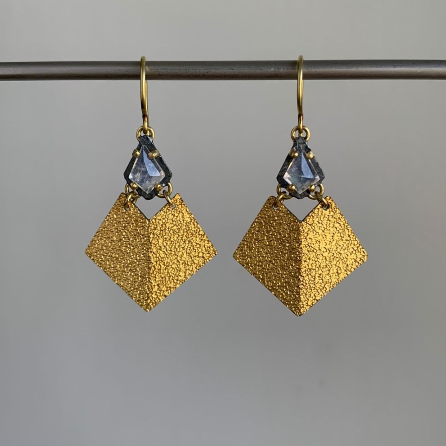 Jewelry Heather Guidero | Prong Set Rainbow Moonstone Kite Earrings