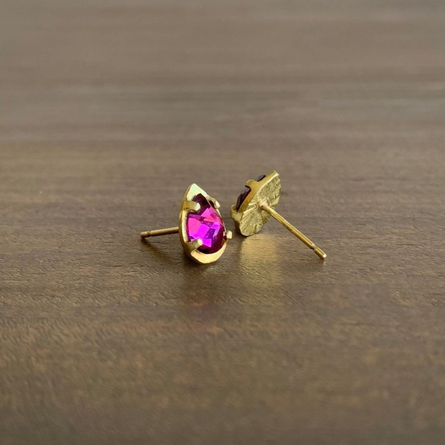 Jewelry Heather Guidero | Carved Rhodolite Garnet Teardrop Studs