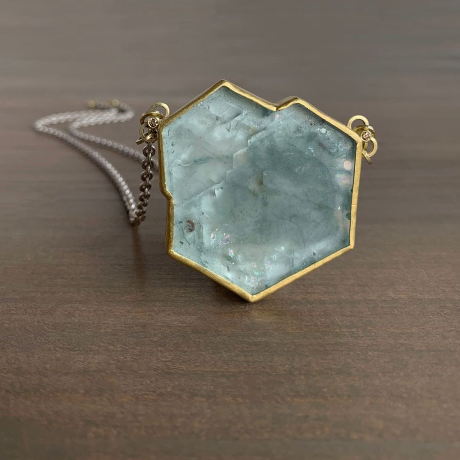 Jewelry Sam Woehrmann | Aquamarine & Diamond Crystal Slice Pendant