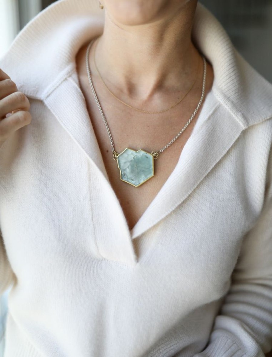 Jewelry Sam Woehrmann | Aquamarine & Diamond Crystal Slice Pendant