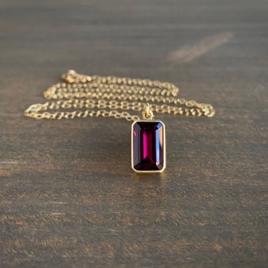 Jewelry Lola Brooks | Emerald Cut Rhodolite Garnet Pendant