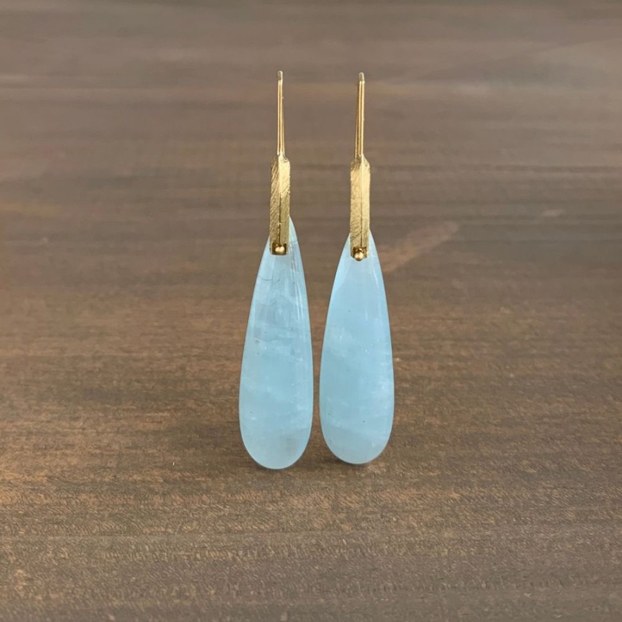 Jewelry Heather Guidero | Large Aquamarine Teardrop Bridle Bit Earrings