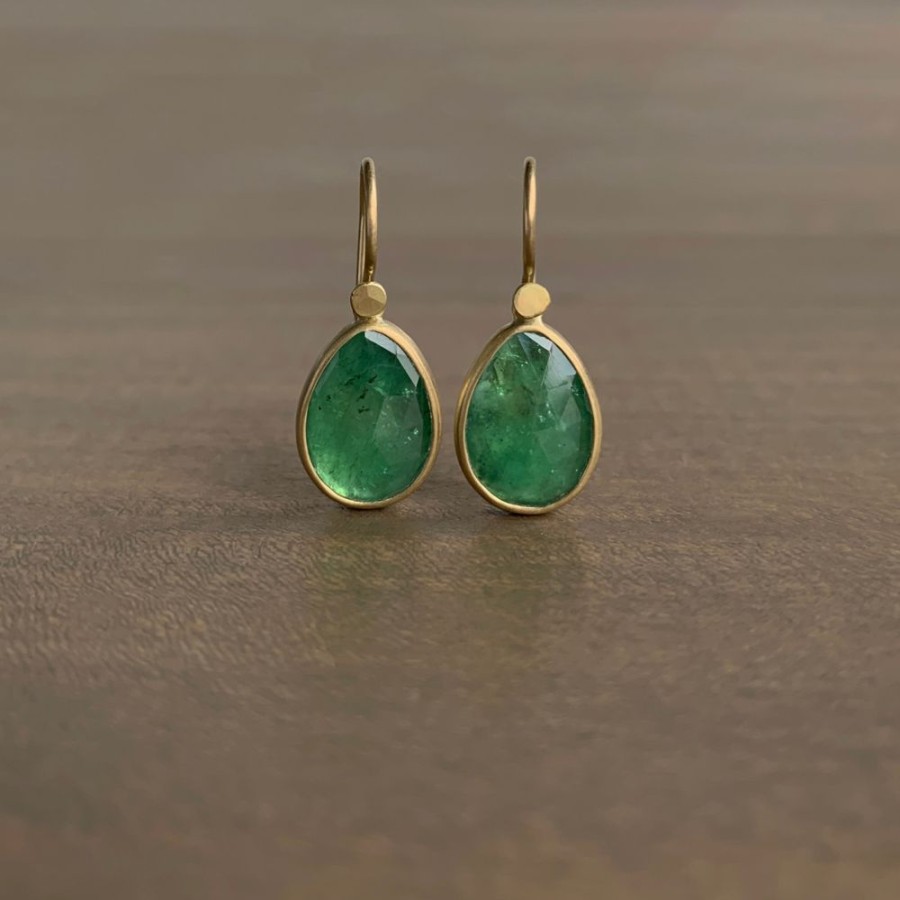 Jewelry Lola Brooks | Emerald Rose Cut Drop Earrings