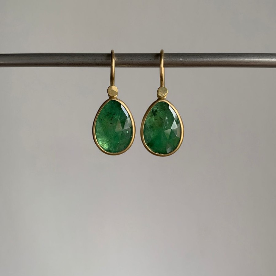 Jewelry Lola Brooks | Emerald Rose Cut Drop Earrings