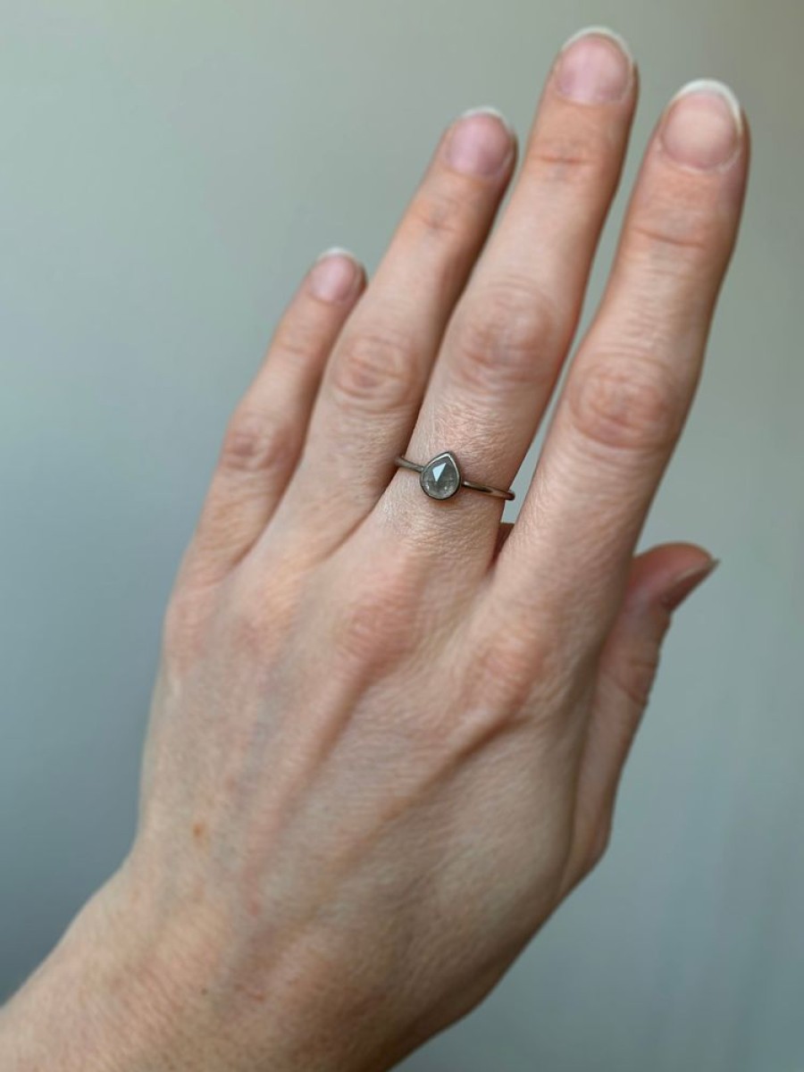 Jewelry Lola Brooks | Dove Grey Teardrop Diamond Ring