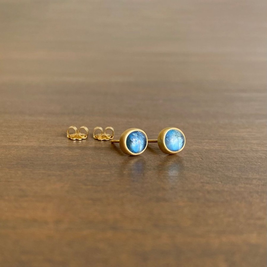 Jewelry Monika Krol | Juicy Oval Aquamarine Cabochon Stud Earrings