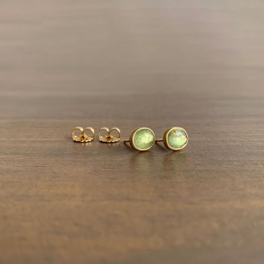 Jewelry Lola Brooks | Oval Natural Lime-Aid Umba Sapphire Stud Earrings